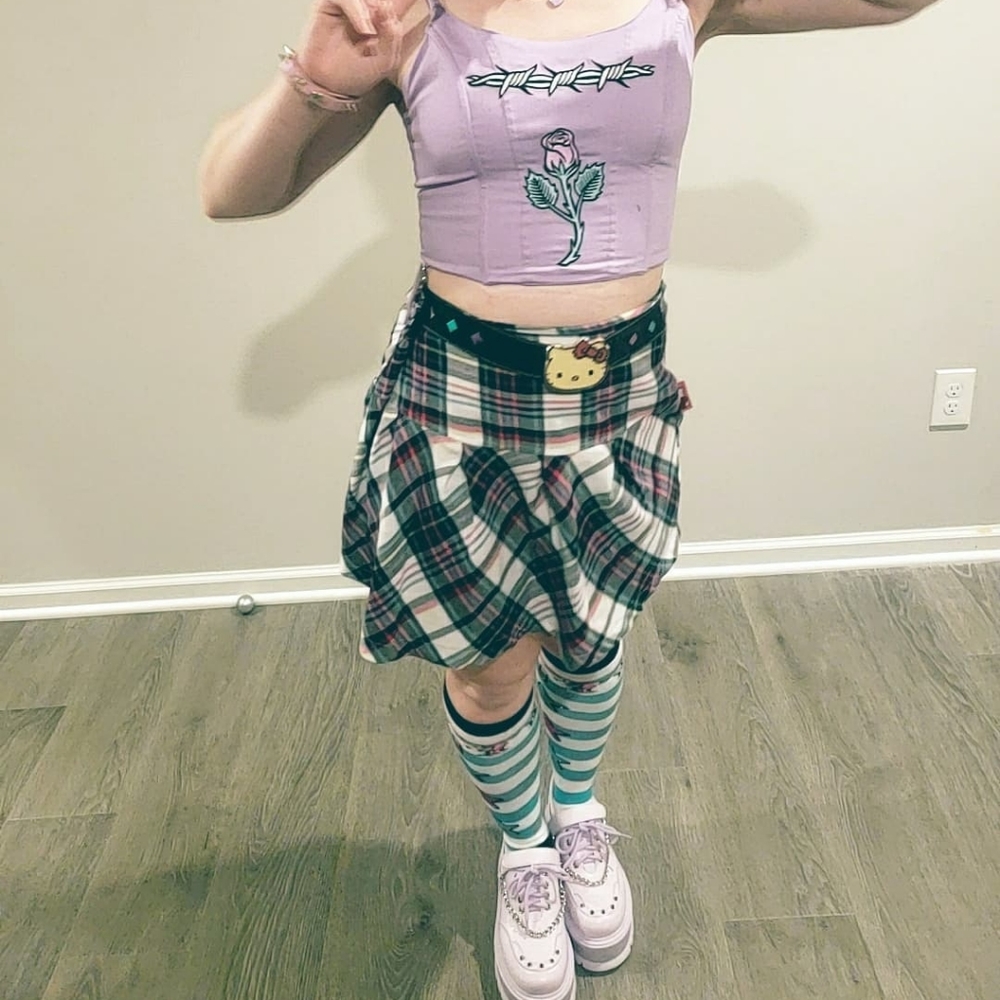 Hello Kitty Plaid Punk Rocker Skirt - Picture 6 of 6